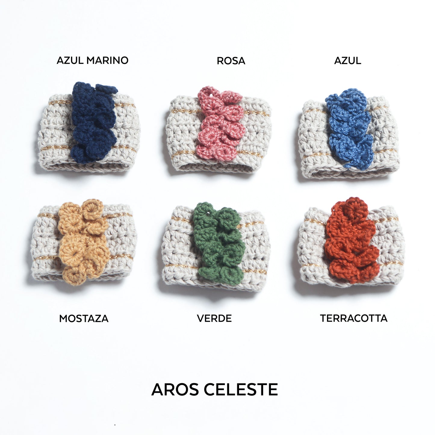 AROS DE SERVILLETA CELESTE - SET DE 4 Y SET DE 6